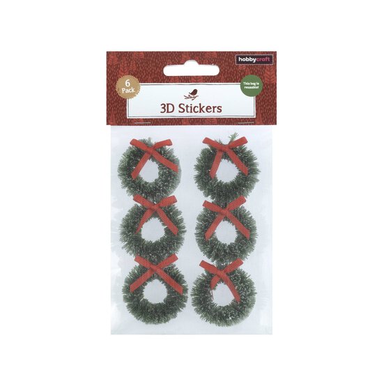 Green Wreath 3D Stickers 6 Pack image number 5