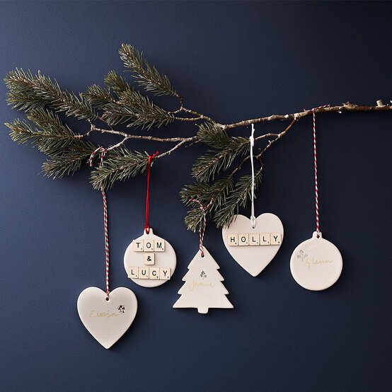 Unglazed Ceramic Hanging Heart Decoration 11cm