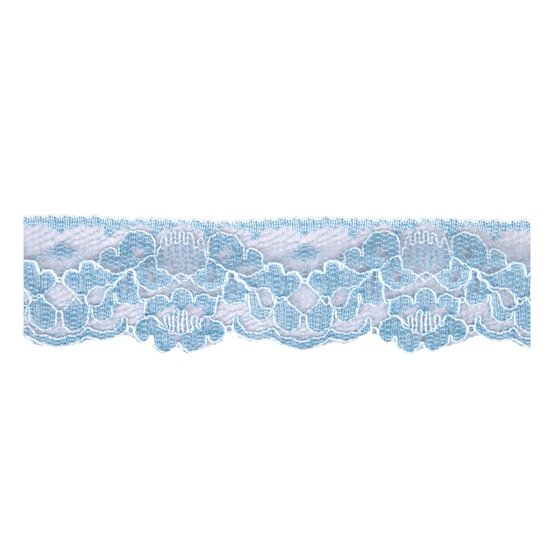 Light Blue 35mm Floral Nylon Lace Trim by the Metre image number 1