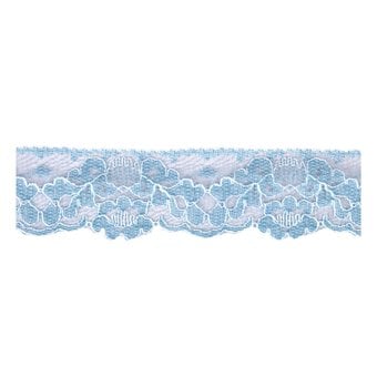 Light Blue 35mm Floral Nylon Lace Trim by the Metre