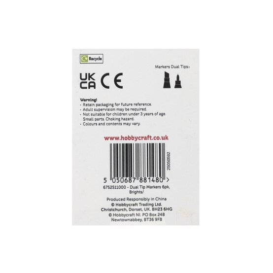 Bright Kids&rsquo; Dual Tip Markers 6 Pack image number 2