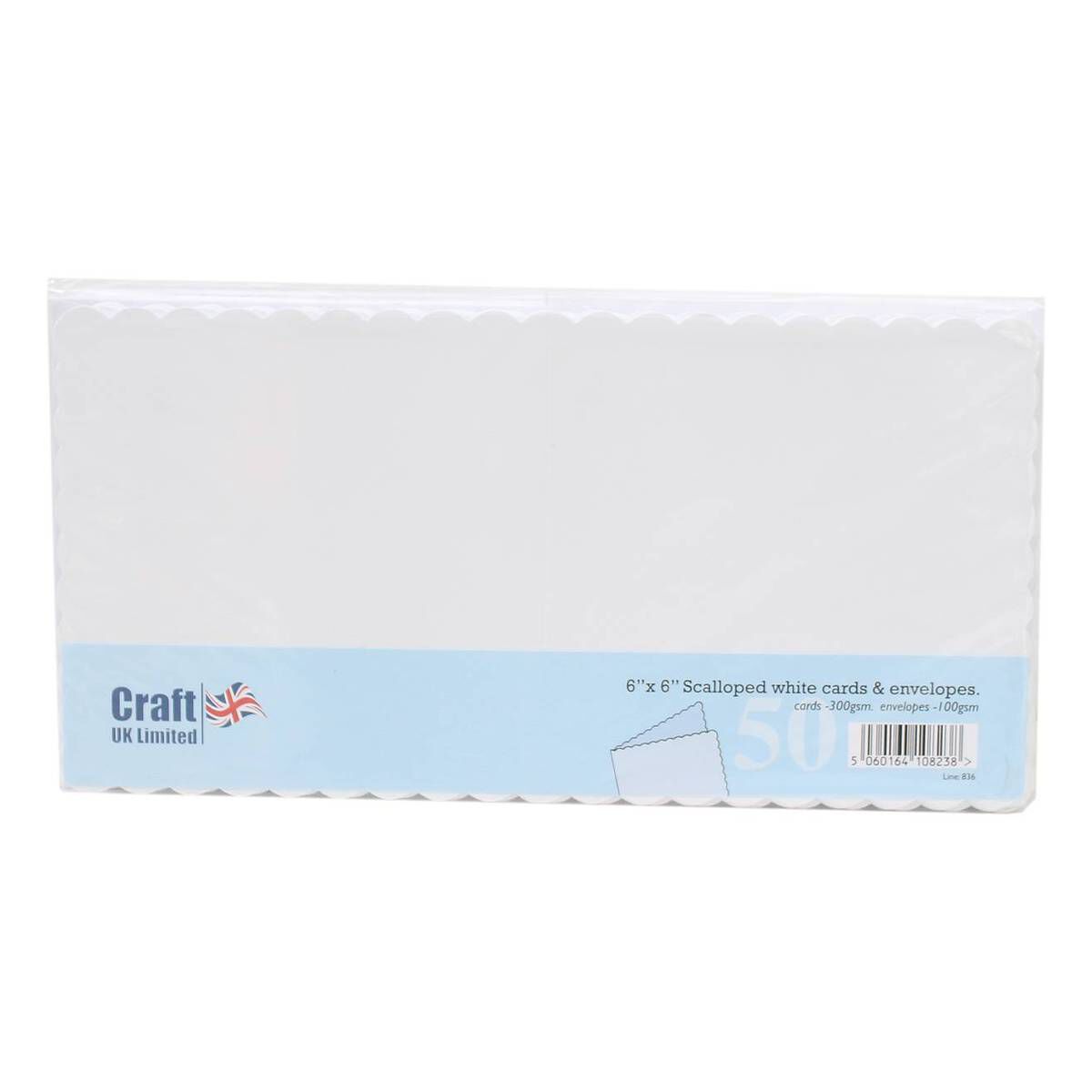 5"x 5" White Scalloped Cards & Envelopes Pack Of 10 
