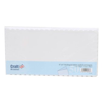 White Scalloped Edge Cards and Envelopes 5.8 x 5.8 Inches 50 Pack image number 2