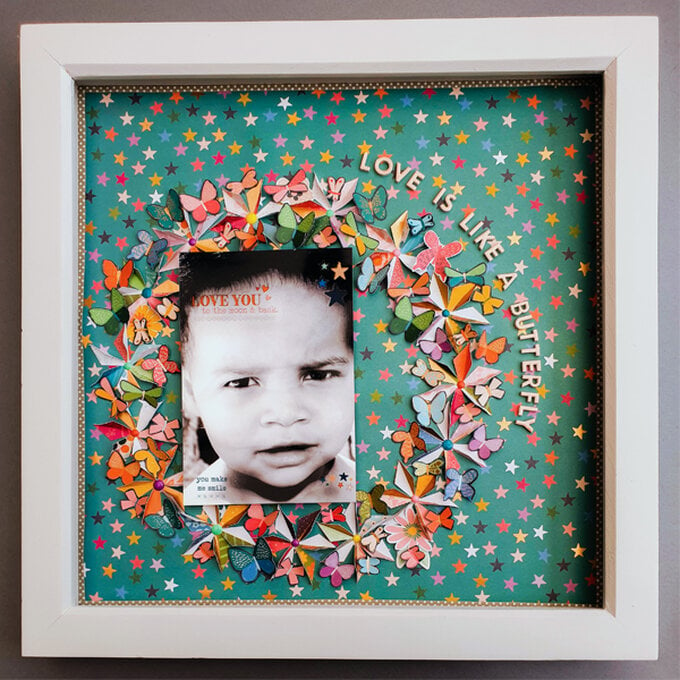 How to Make a Butterfly Wreath Framed Scrapbook Page image number 1
