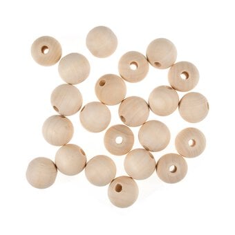 Trimits Round Wooden Craft Beads 25mm 50 Pack 