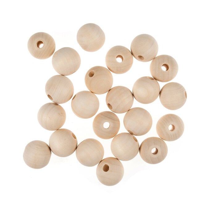 Trimits Round Wooden Craft Beads 25mm 50 Pack  image number 1