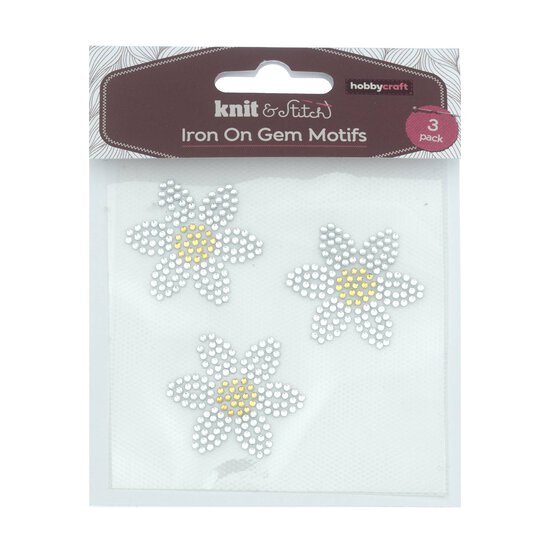 Flower Iron-On Gem Motifs 3 Pack  image number 3