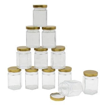 Clear Hexagonal Glass Jars 55ml 12 Pack