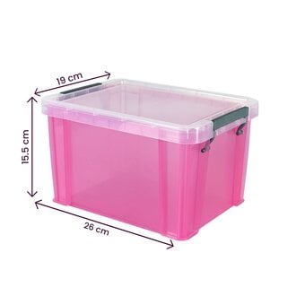 Whitefurze Allstore 5 Litre Transparent Pink Storage Box image number 4
