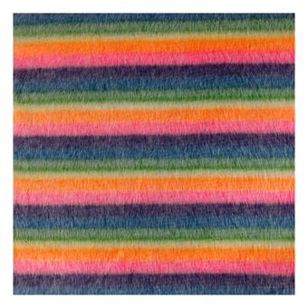 Small Stripe Rainbow Fur Fabric by the Metre image number 2