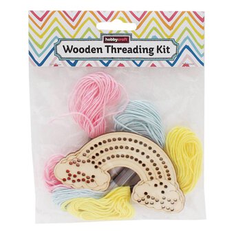  FREEBLOSS 2 Set Rainbow Wooden Threading Kits First Sewing Kit  6.7''Hx9''W Wooden Sewing Kit for Wooden Stitch Kits Activity Kit Wood  Rainbow Hanging Decor