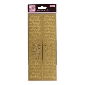 Outline Stickers Birthday Repeated Gold