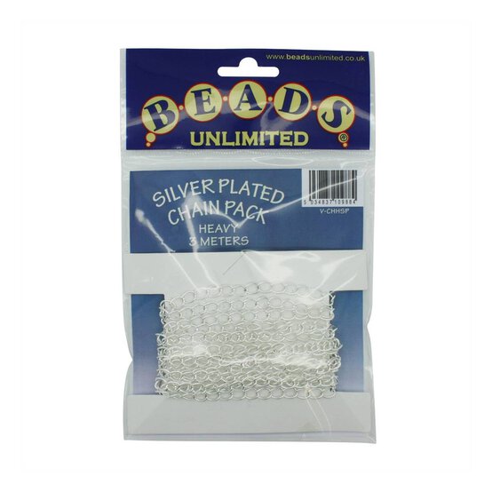 Beads Unlimited Silver Plated Heavy Curb Chain 4.5mm x 3m image number 2