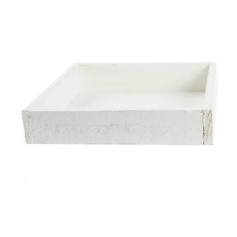White Wash Wooden Tray 20cm x 20cm x 4cm image number 3