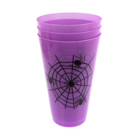Purple Spider Plastic Cups 450ml 3 Pack image number 3