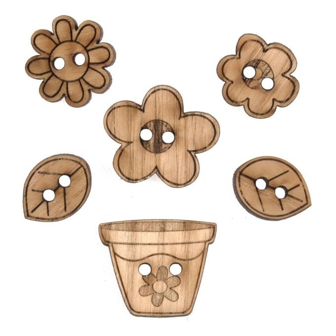 Trimits Wooden Spring Garden Buttons 6 Pieces image number 1