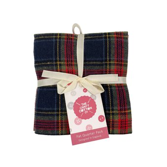 Red Brushed Check Fat Quarters 4 Pack