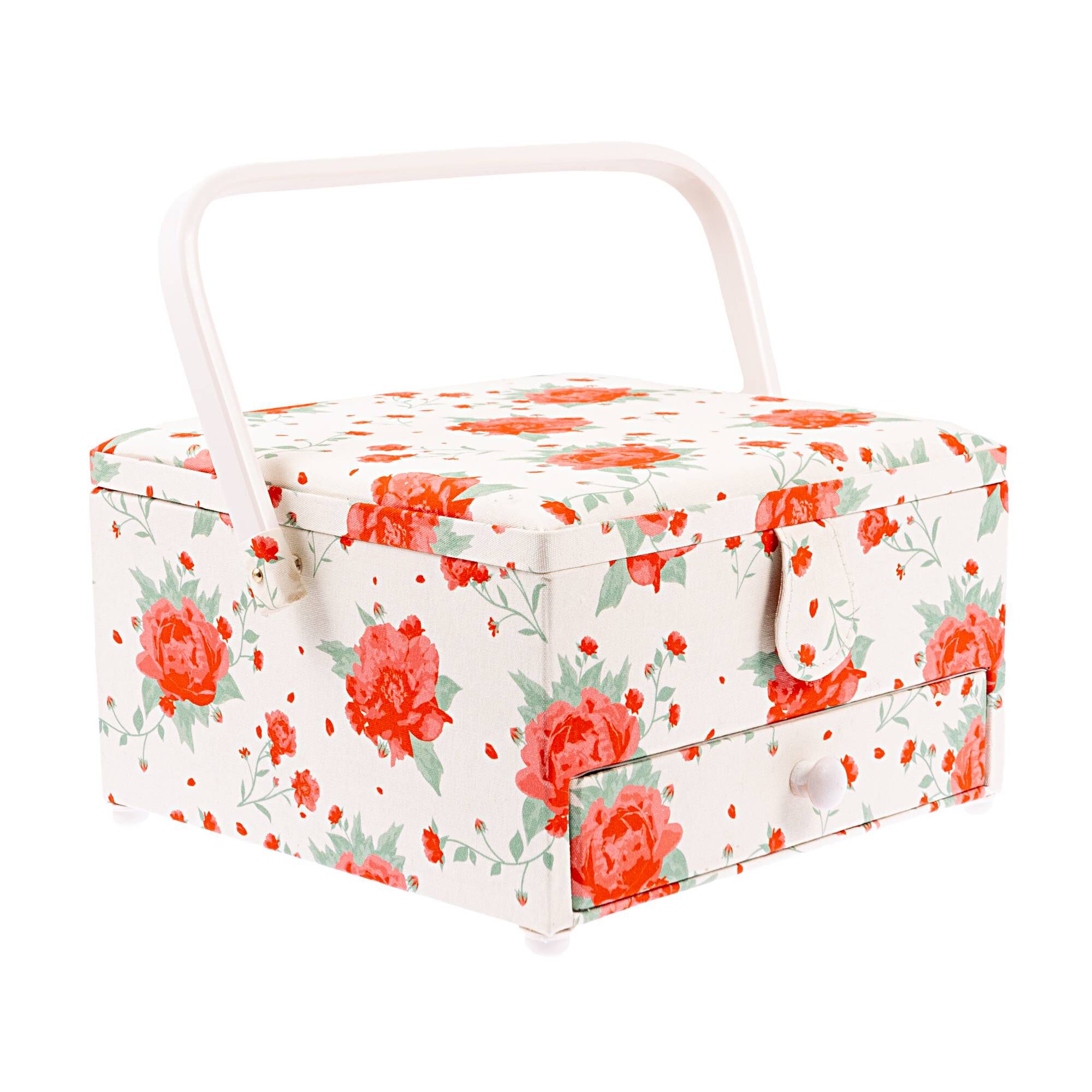 Large Vintage Floral Sewing Box with Drawer Hobbycraft