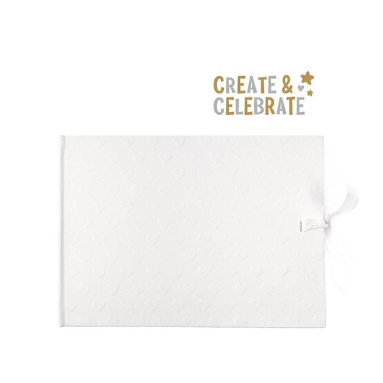 Create & Celebrate White Embossed Heart Guestbook image number 1