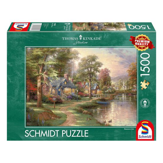 Schmidt Thomas Kinkade Hometown Lake Jigsaw Puzzle 1500 Pieces image number 1