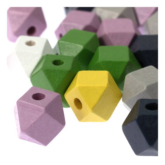 Mixed Wooden Geometric Beads 40g image number 2