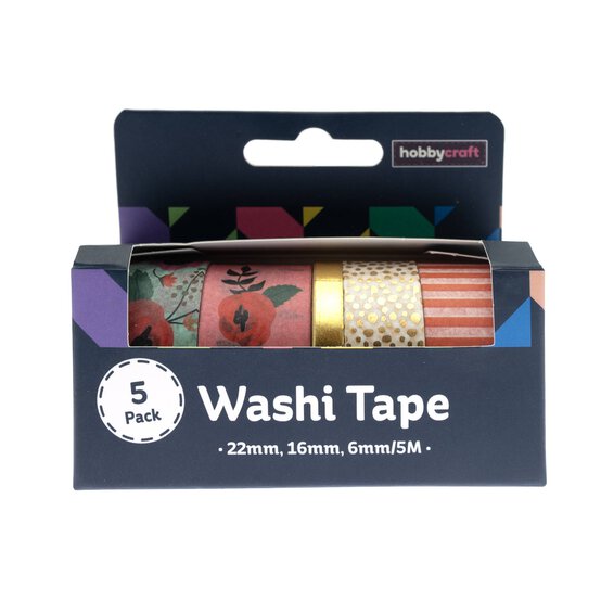 Pink Floral Washi Tape 5m 5 Pack image number 5