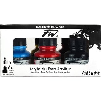 Daler-Rowney FW Primary Acrylic Ink 29.5ml 6 Pack image number 3