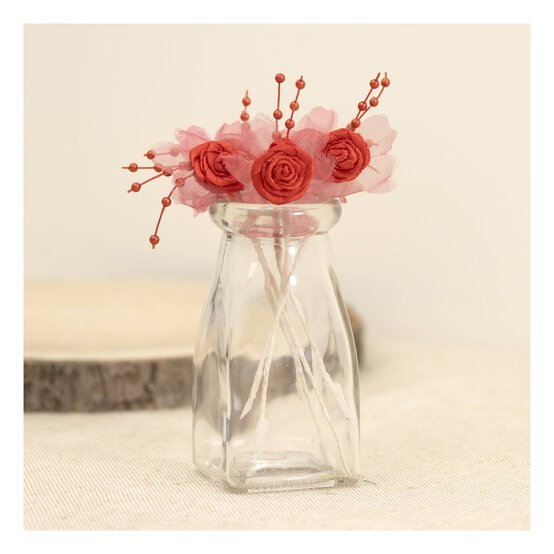 Red Pearl Rose Wired Floral Picks 6 Pieces  image number 2