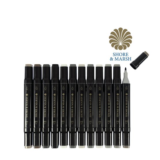 Shore & Marsh Monotone Dual Tip Art Markers 12 Pack  image number 1