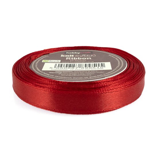 Red Satin Ribbon 9mm x 15m image number 1