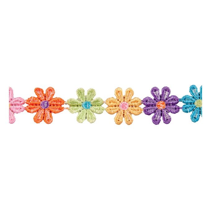 Multicolour 25mm Guipre Daisy Lace Trim by the Metre image number 1