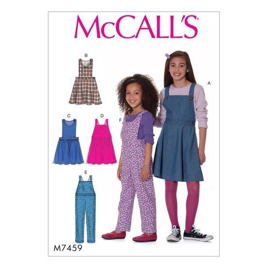 McCall’s Girls’ Overalls Sewing Pattern M7459 (7-14) image number 1