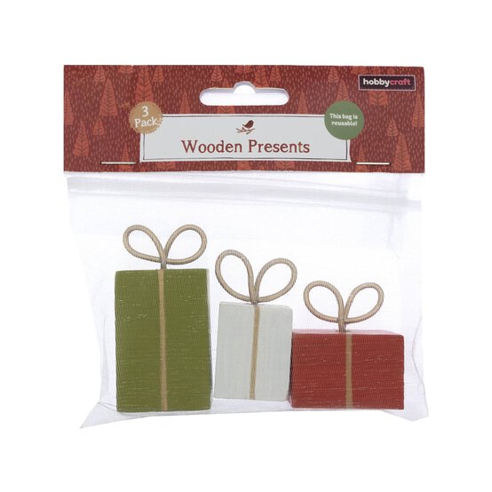 Wooden Present Decorations 3 Pack  image number 2