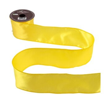 Yellow Wire Edge Satin Ribbon 63mm x 3m image number 2