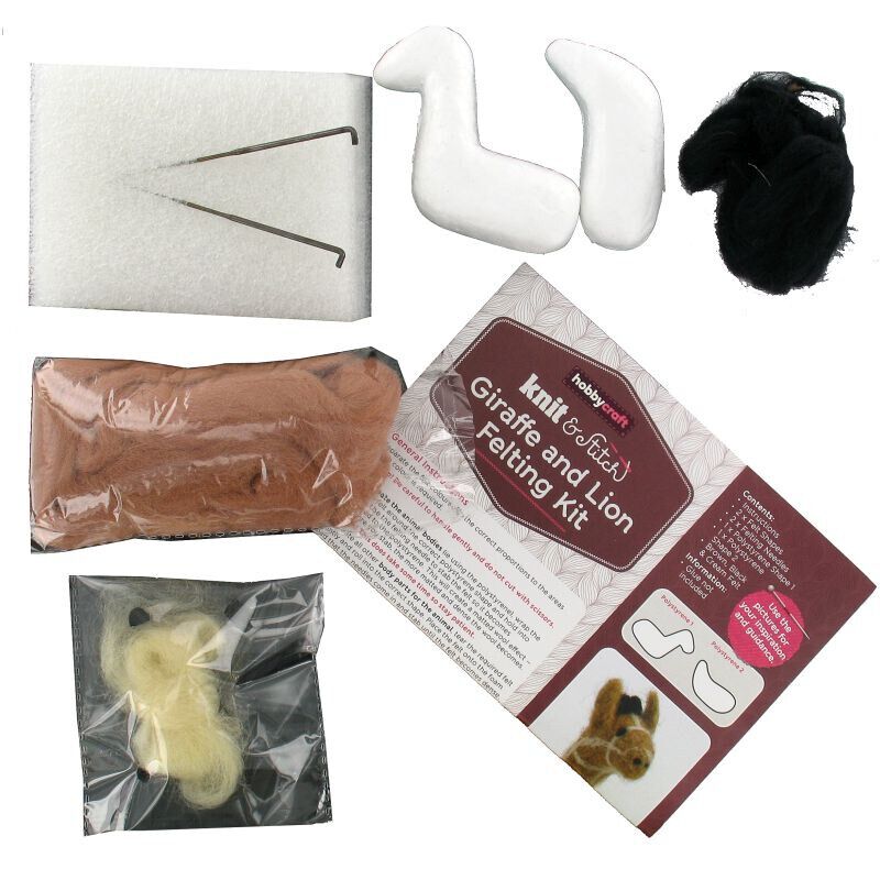 Giraffe and Lion Needle Felting Kit Hobbycraft