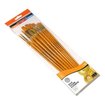 Daler-Rowney Gold Taklon Long Handled Brushes 10 Pack