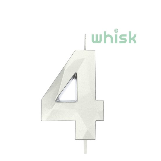 Whisk Silver Faceted Number 4 Candle image number 1