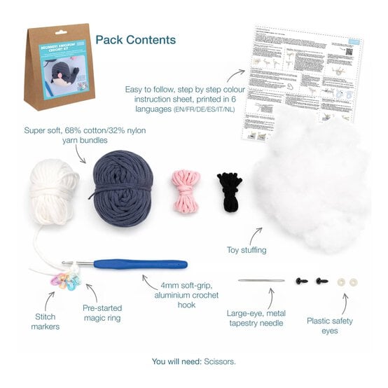 Trimits Beginner&rsquo;s Amigurumi Crochet Whale Kit image number 4