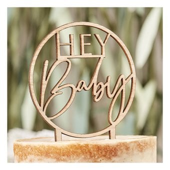 Ginger Ray Hey Baby Wooden Cake Topper image number 2