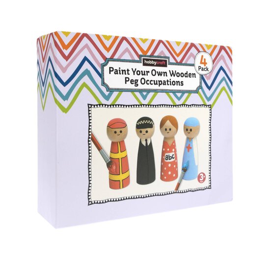 Paint Your Own Wooden Peg Occupations Kit 4 Pack  image number 1