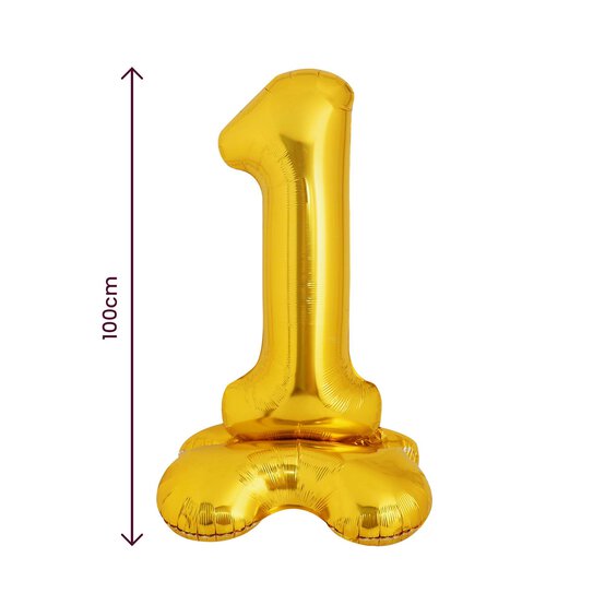 Standing Gold Number 1 Balloon 1m image number 2