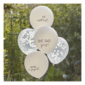 Ginger Ray White Engagement Balloons 5 Pack image number 2