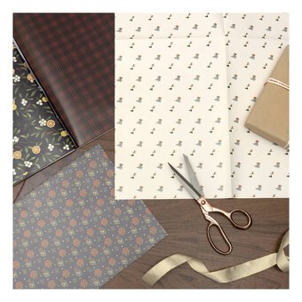 Festive Homestead Gift Wrapping Paper Pad 12 Sheets