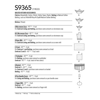 Simplicity Kitchen Accessories Sewing Pattern S9365 (One Size)