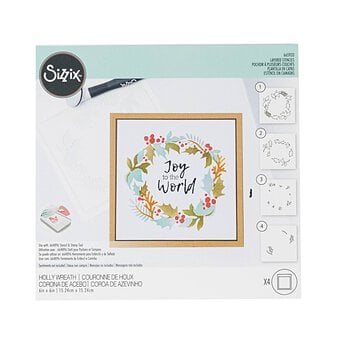 Sizzix Holly Wreath Layered Stencil Set 4 Pack image number 3