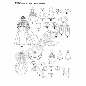 Simplicity Doll Outfit Sewing Pattern 1955 image number 3