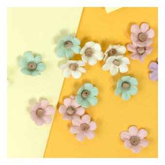 Pastel Paper Flower Embellishments 60 Pieces
