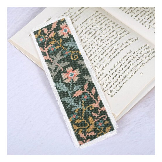 Trimits Floral Woodblock Cross Stitch Bookmark Kit image number 3