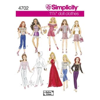 Simplicity Doll Clothes Sewing Pattern 4702