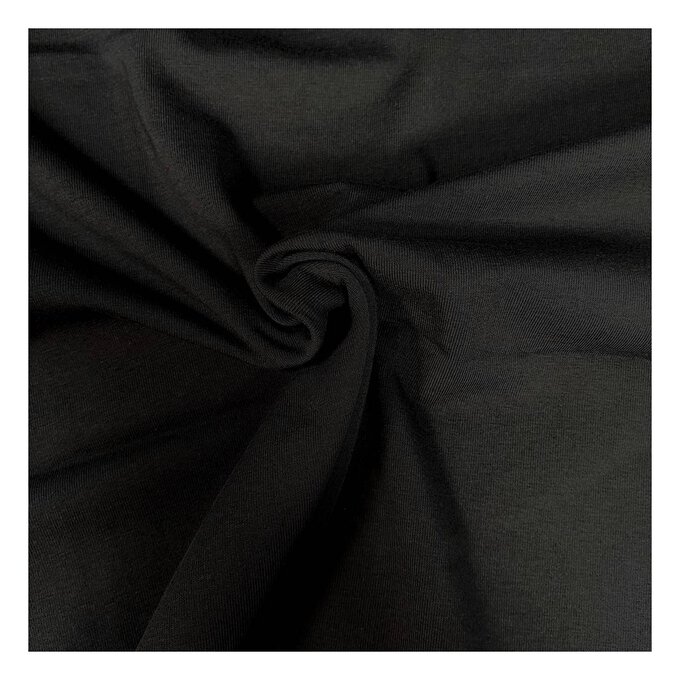 Black Cotton Spandex Jersey Fabric by the Metre | Hobbycraft